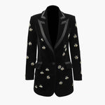 Veste Noir Velour Avec Motif Abeille| TRENDMAKERMODE® - Vignette | TRENDMAKERMODE™ 