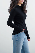 RIBBED HIGH CREW SWEATER - Vignette | TRENDMAKERMODE™ 