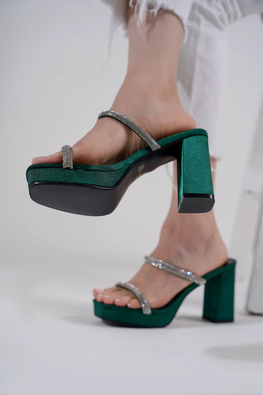 CRYSTAL BLOCK HEELS