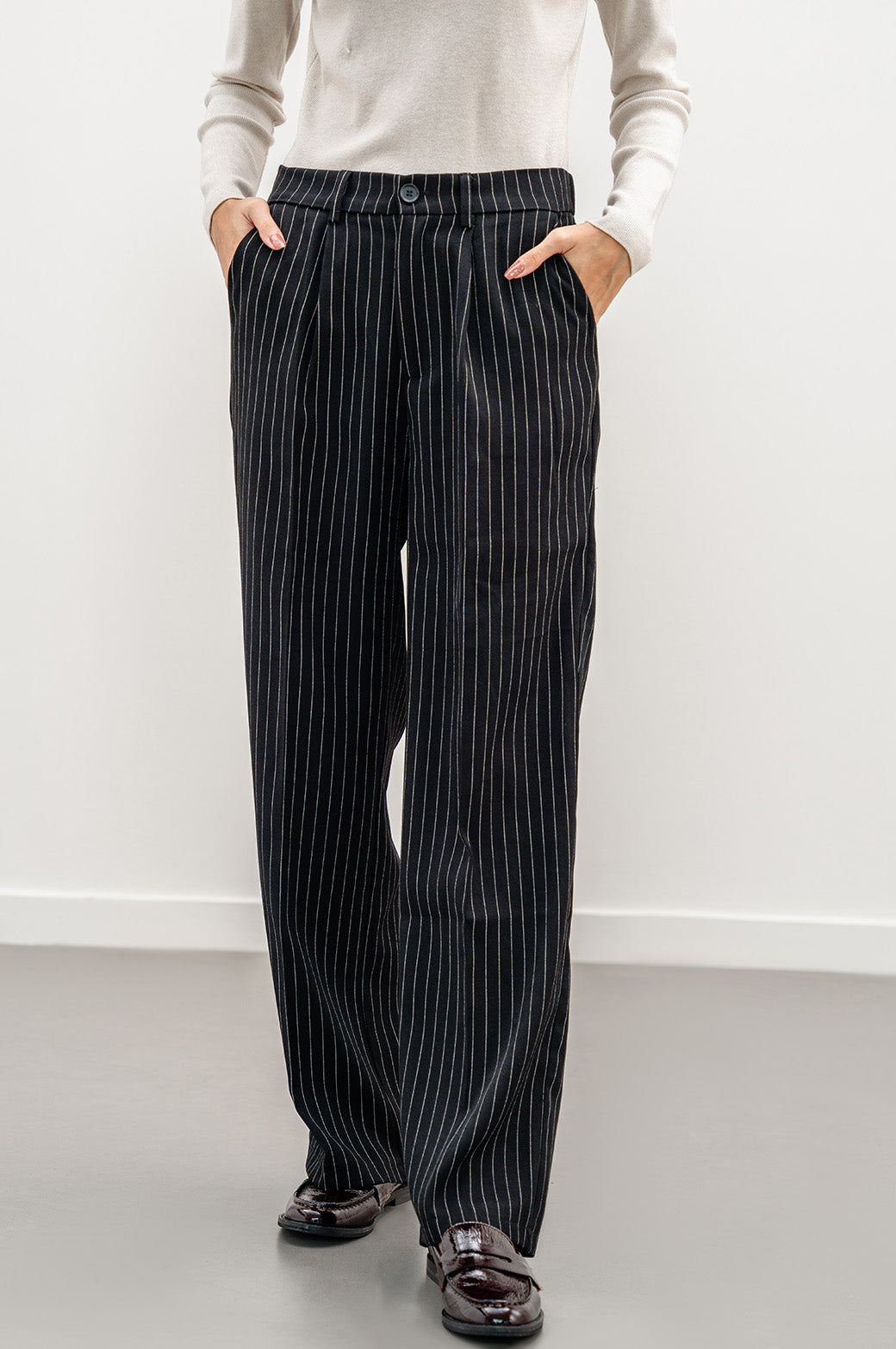 PINSTRIPE PANTS | PANTS | 17-Oct, 298-Codes, collection-fall-winter-24, collection-woman-apparel-new-in, collection-woman-fall-winter-24, collection-woman-pants, FW-24, WOMAN | LAMA