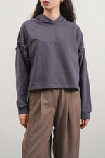 EMBELLISHED MID-LENGTH HOODIE - Vignette | TRENDMAKERMODE™ 