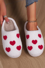 White Valentines Day Hearts Print Plush Slippers - Vignette | TRENDMAKERMODE™ 