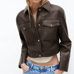 Summer Faux Leather Short Jacket Women Leather Jacket - Vignette | TRENDMAKERMODE™ 