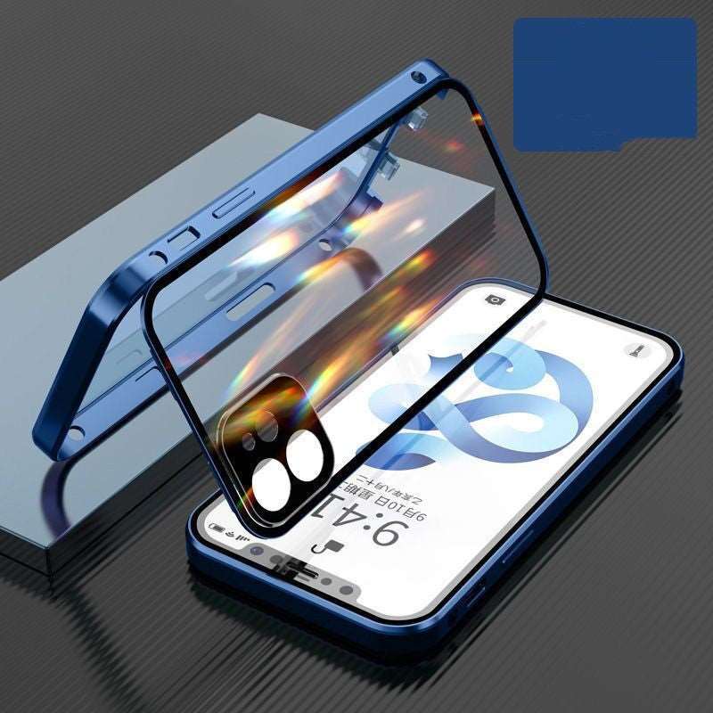 Compatible with Apple , Mobile Phone Shell Metal Frame Buckle Double-sided Glass