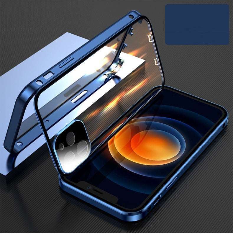 Compatible with Apple , Mobile Phone Shell Metal Frame Buckle Double-sided Glass