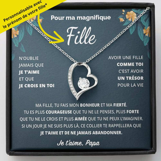 Cadeau de Papa pour sa Fille - Coffret Collier Coeur Eternel - Tu es courageuse | Jewelry | C30025TG, C30025TR, lx-C30025, PB23-WOOD, PT-781, TNM-1, USER-66066 | ShineOn Fulfillment