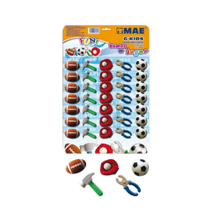 Goma Mae Figuras Deportes/Herramientas Blister C/35 Pzas - G-KIDS | BORRADORES | Subcategoria_Pizarrones y Accesorios | MAE