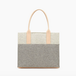 Petite Jaunt Tote - Granite & Heather White, Natural Leather - Vignette | TRENDMAKERMODE™ 