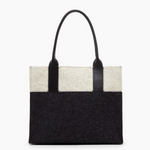 Petite Jaunt Tote - Charcoal & Heather White, Black Leather - Vignette | TRENDMAKERMODE™ 