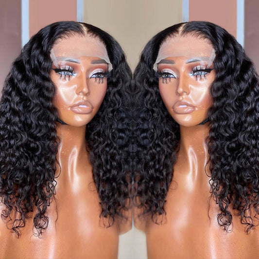 Deep Water Wave Lace Frontal Human Hair Wigs Transparent Curly | Hair | fashion addicts