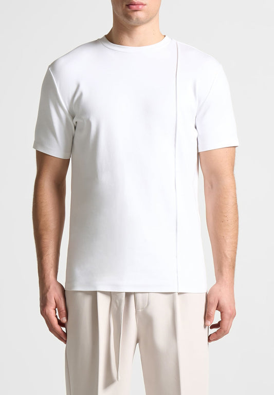 Éternel Slim Fit Cotton T-Shirt with Pintuck - White