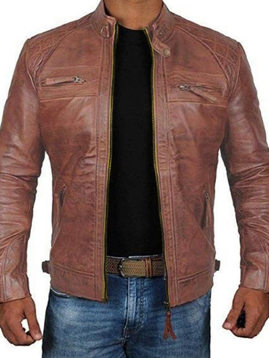 Men's Fashion Classic Leather Jacket | kakaclo