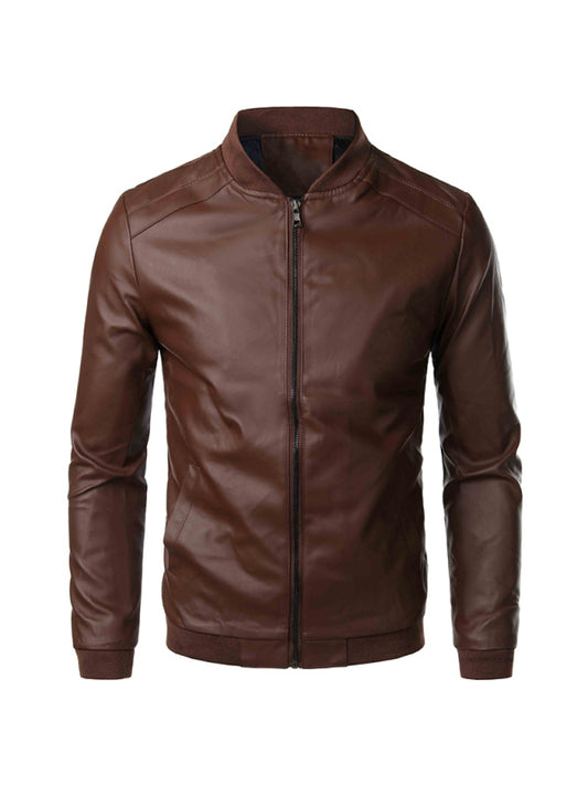 Men's Leather Jacket Spring Autumn Casual Lightweight Zip Jacket Softshell Jacket | kakaclo