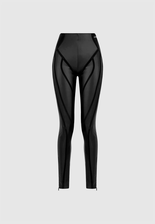 Matte Vegan Leather Contour Leggings - Black