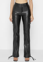 Vegan Leather Biker Trousers - Black - Vignette | TRENDMAKERMODE™ 